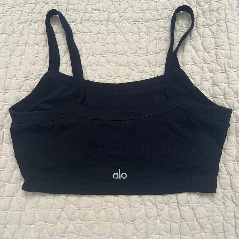 ALO Yoga Black Ribbed Crop Tank
